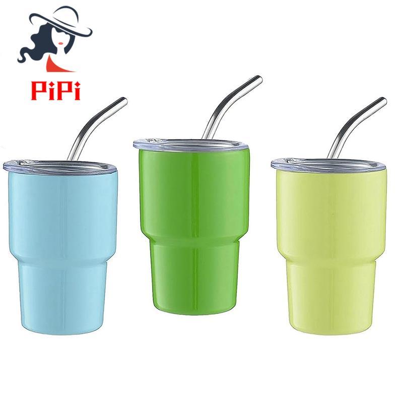 3 Gói Mini Tumbler Shot Glass Double Wall Tumbler Shot Glass Có Ống Hút & Nắp, 2Oz (B)