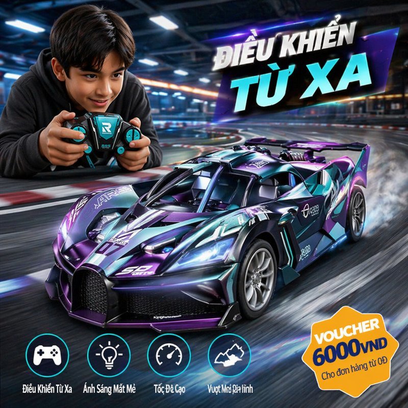 Siêu Xe điều khiển từ xa Xe Đua Đồ Chơi - Xe Điện Tứ Thông Không Dây Cho Bé Trai