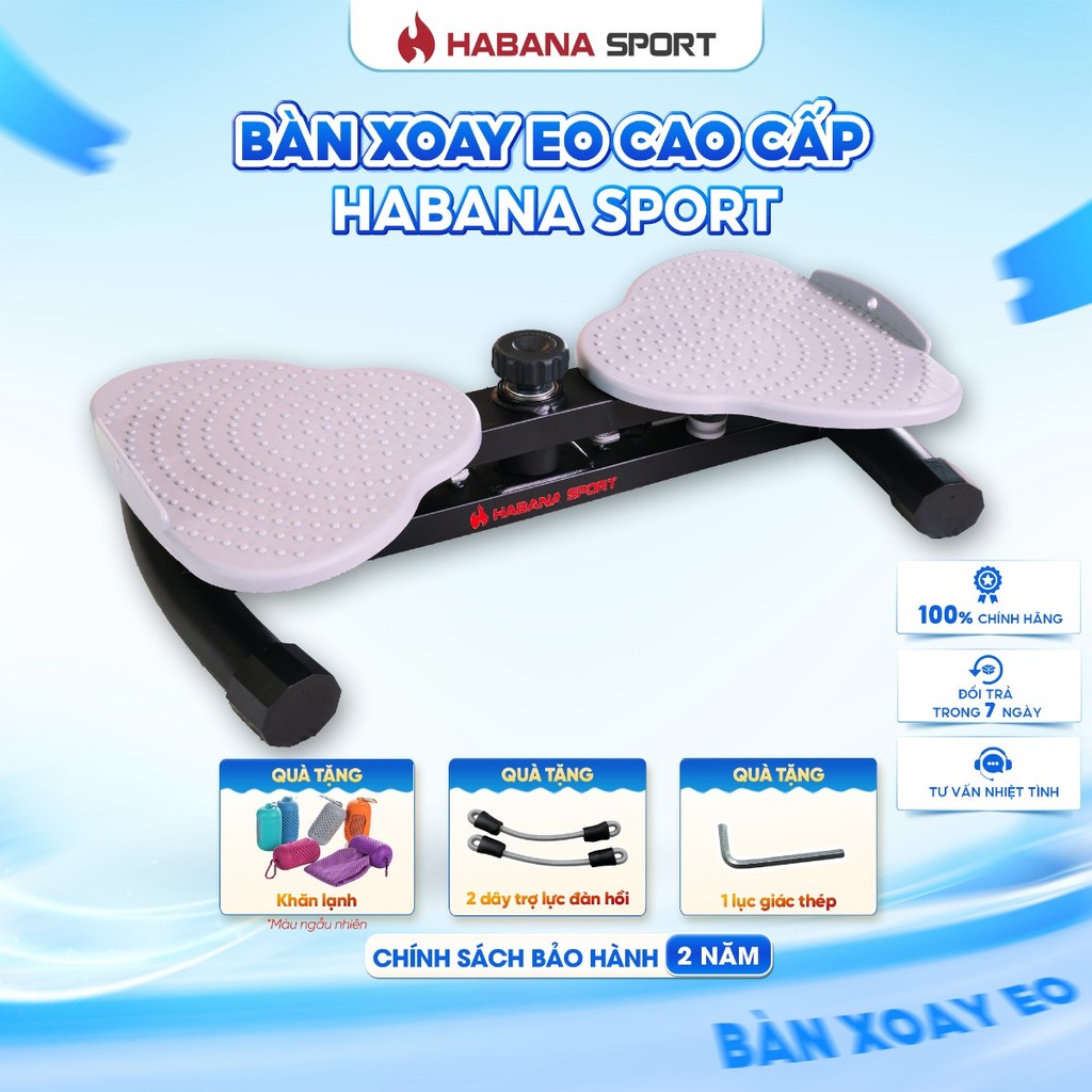 Bàn Xoay Eo Đốt Mỡ HABANA SPORT Tặng Khăn Lạnh Thế Thao Giảm Cân Tại Nhà, Tích Hợp Massage Chân