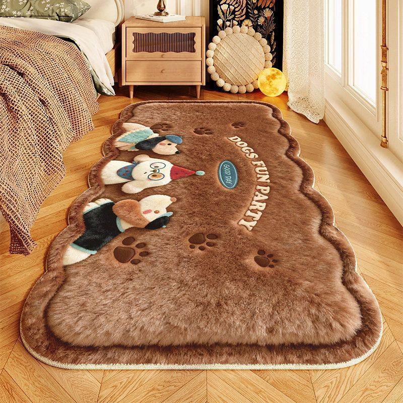 Pile Floor Covering Cozy Bedroom Room Photo Cute Floor Mat Cashmere-like Bedside Blanket Thickened B