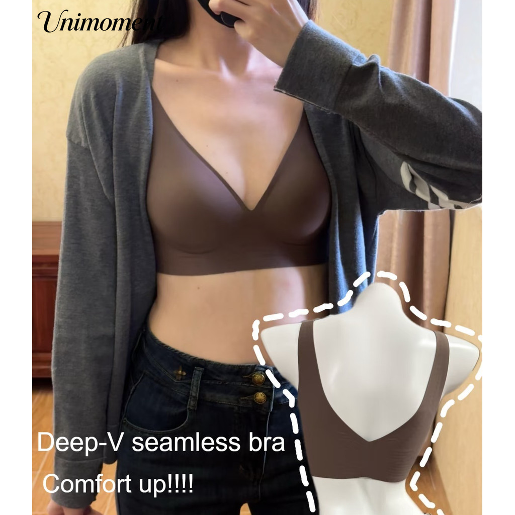 [Unimoment] Áo ngực liền mạch Sponge Deep V 0,2cm / 2cm dành cho nữ - Push-Up Soft Support Jelly Bra