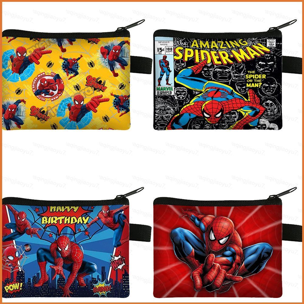 Hj7 Marvel Người Nhện Hoạt Hình Trẻ Em Ví Đựng Tiền Xu Móc Khóa Túi Dây Kéo Trẻ Em Ví Tiền Túi Đựng 