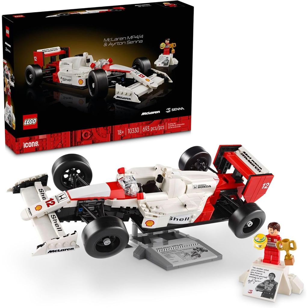 LEGO Icons McLaren MP4 / 4 & Ayrton Senna Minifigure Model Car Kit - Bộ F1 McLaren có thể xây dựng d