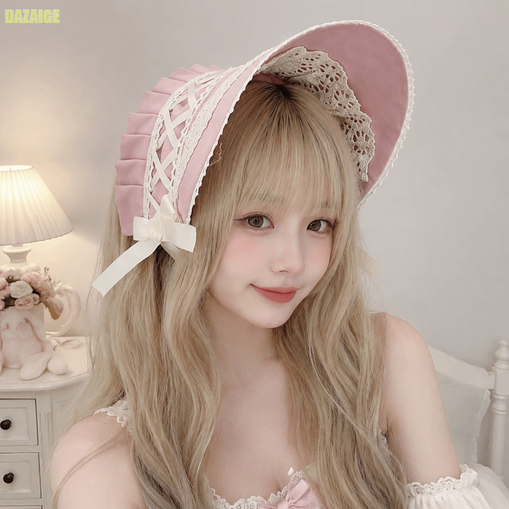 DAZAIGE Gothic Bonnet Cap Pastorale Style Girl Party Wear