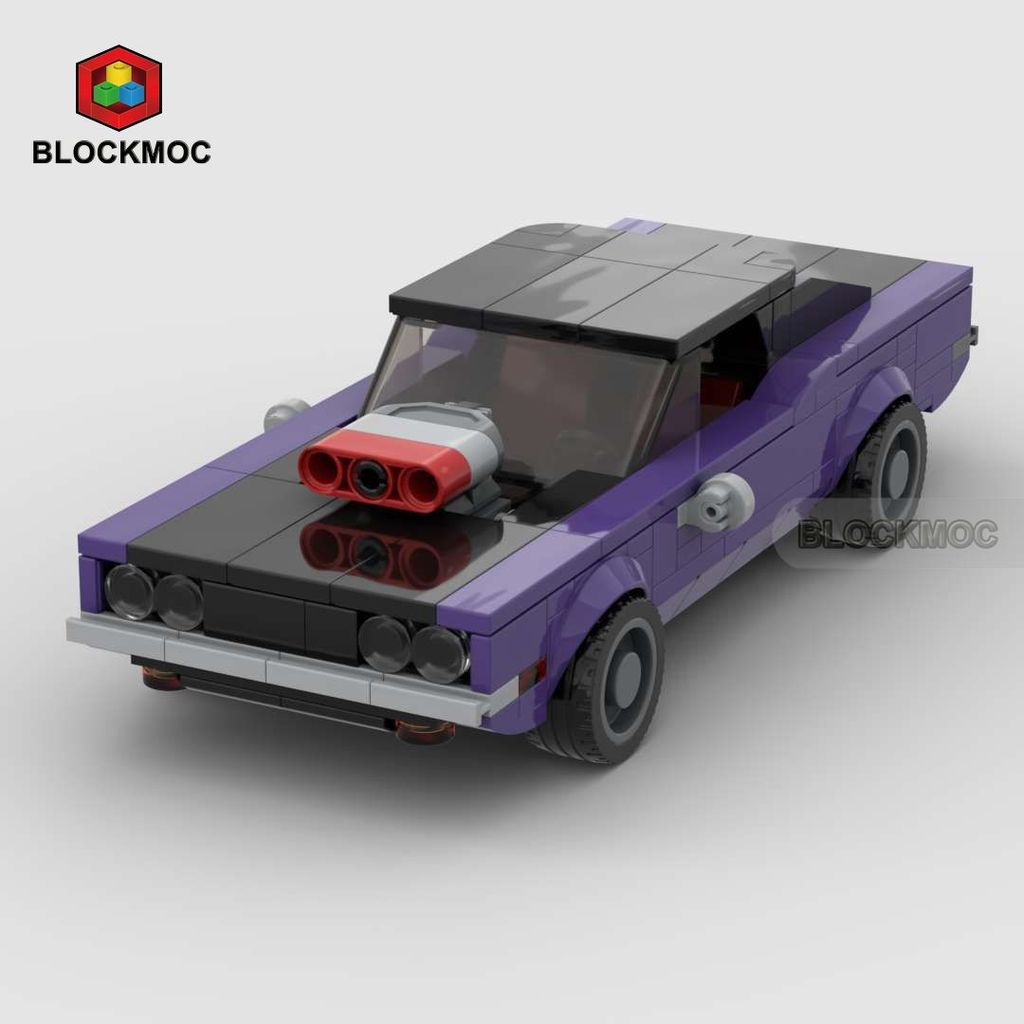 Khối xây dựng MOC Tương thích Lego Dodge Challenger 1970 Lắp ráp tốc độ sáng tạo Dòng xe 8 lưới07141