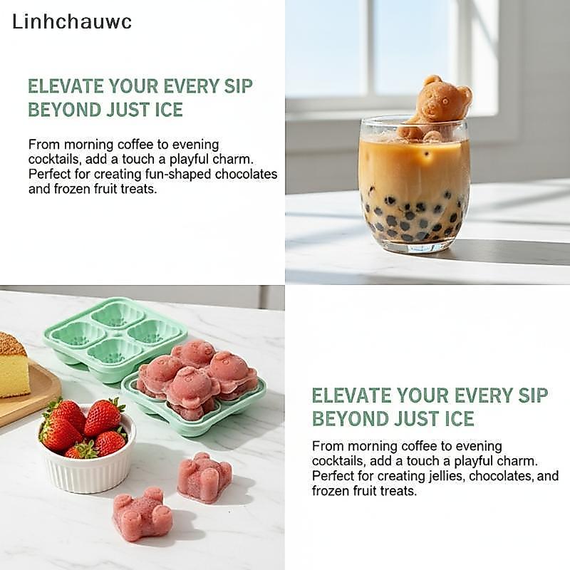 Linhchau Bear-shaped Ice Cube Khuôn Silicone Ice Tray Bear-shaped Cà Phê/trà sữa Ice khuôn VN