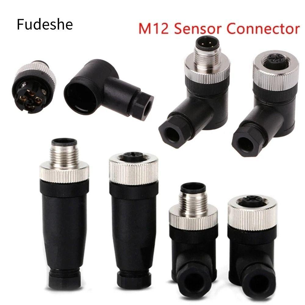 Đầu nối cảm biến FUDESHE M12, Đầu nối cảm biến phích cắm hàng không M12, Đầu nối cáp cảm biến góc ch
