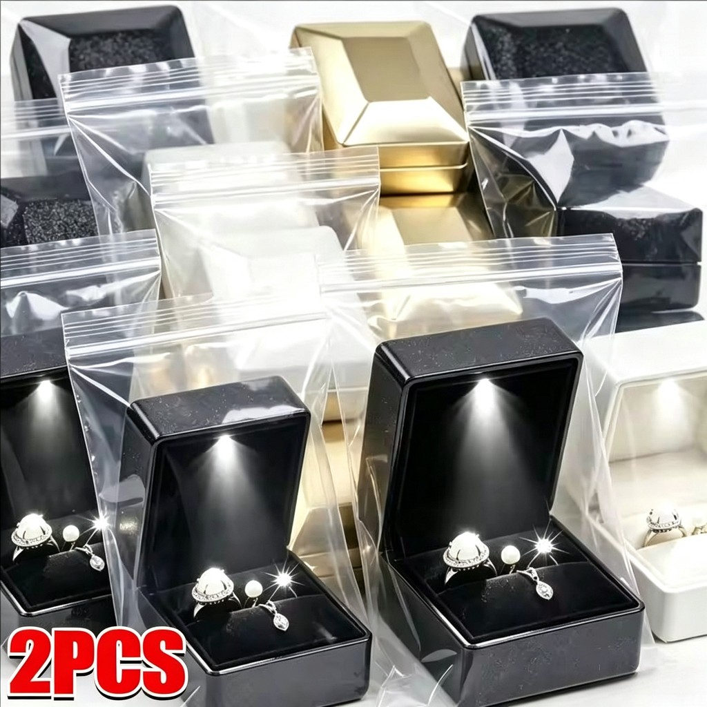 1 / 2 Chiếc - Hộp Nhẫn Cưới Vuông Nhung Nhẫn Người Tổ Chức Hộp Quà Trang Sức Có Đèn Led Cho Đề Nghị 