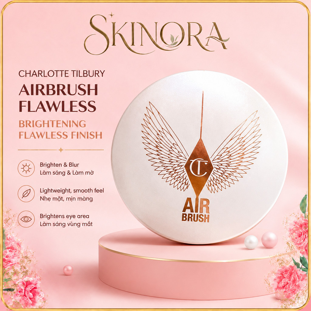Charlotte Tilbury Airbrush Brightening Flawless Finish  Phấn Phủ Kiềm Dầu, Làm Sáng Da, Mịn Airbrush