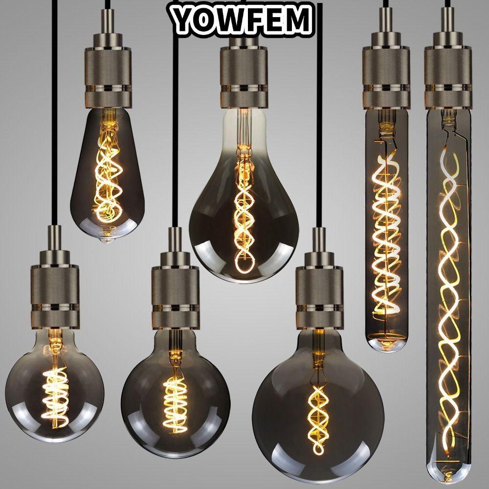 YOWFEM Vintage Retro Bóng Đèn, Dây Tóc Thủy Tinh, Nóng E27 220V Edison Đèn Cổ Sợi Quang Edison Đèn V