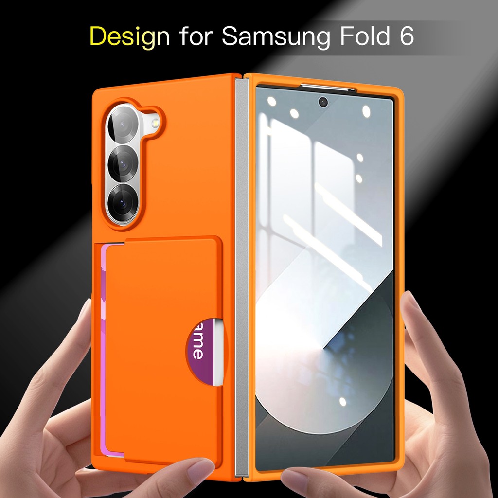 Dành Cho Samsung Galaxy Z Fold 7 6 Ốp Lưng Màu Fasion PC Cứng Siêu Mỏng Gấp Có Khe Cắm Thẻ Cho Galax