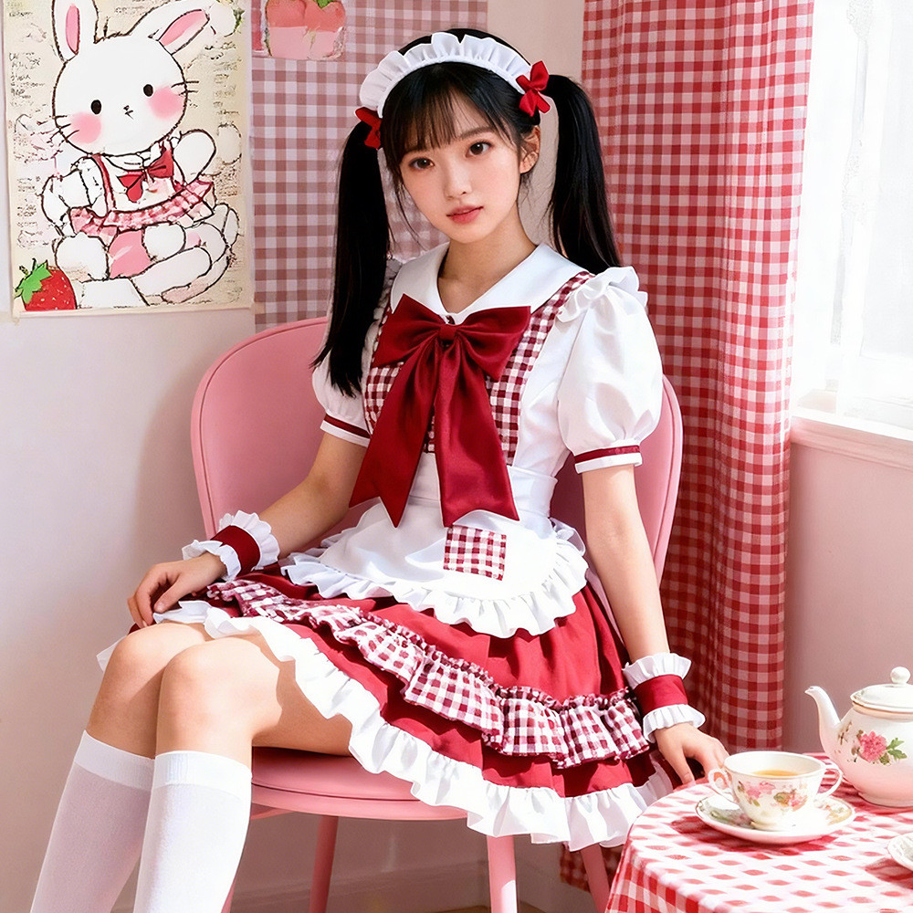 Nhật Bản Chính Hãng Người Giúp Việc Dễ Thương lolita lolita lolita Váy Đỏ Nữ Ngọt Ngào Bộ Đồ Giáng S