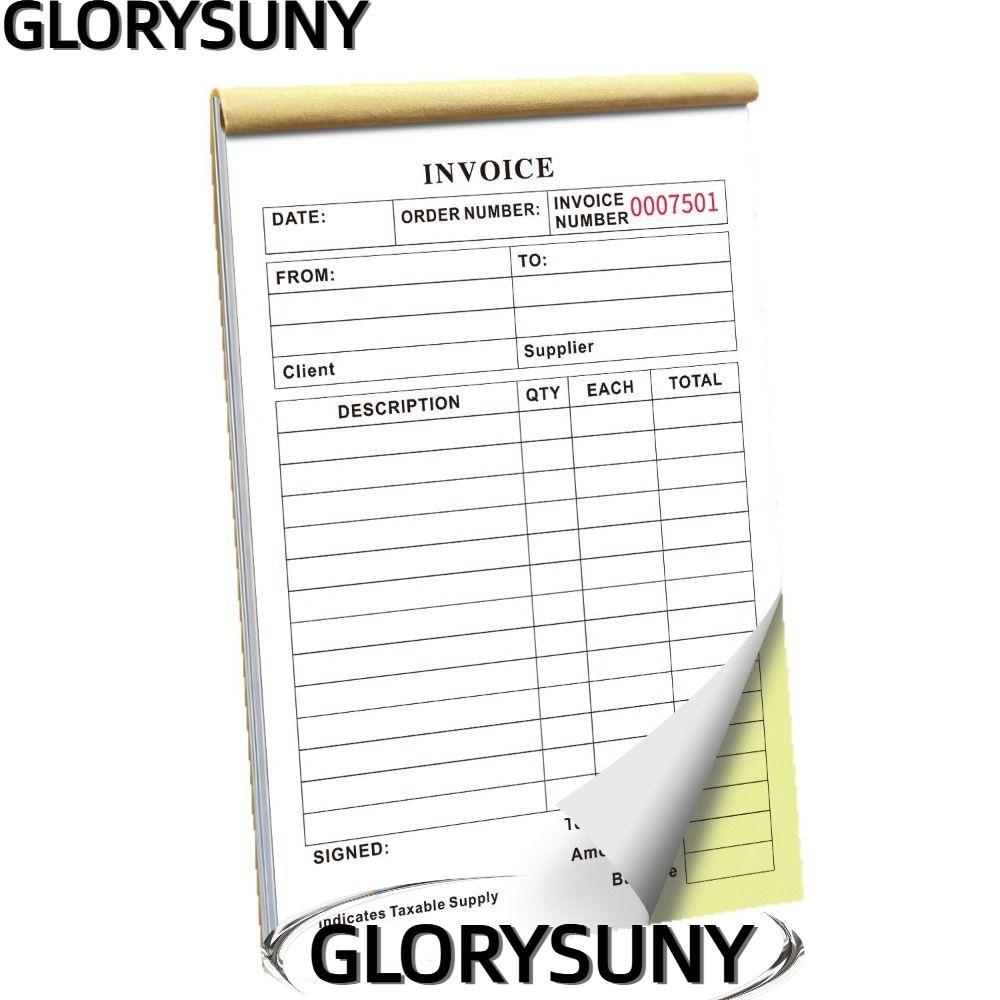 Sách biên nhận hóa đơn GLORYSUNY, Tear- 2-Part Forms Duplicate Invoice Book, Compact Top-Bound Compa