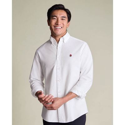 CHARLES TYRWHITT - Áo sơ mi nam cổ bẻ tay dài thêu hoa_CSA0003-WHT