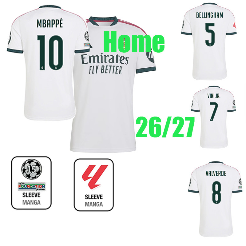 26 / 27 MBAPPÉ jersey MaDriDS Vải bóng đá sân nhà thật BELLINGHAM B.FERNANDES CUCURELLA VINI JR. VAL