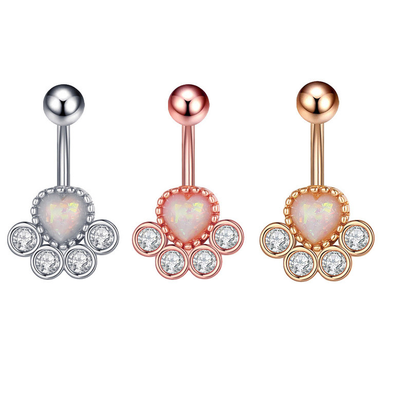Hàng sẵn có Phong cách mới Zircon Bear Palm Belly Button Ring Belly Button Nail Body Piercing Jewelr
