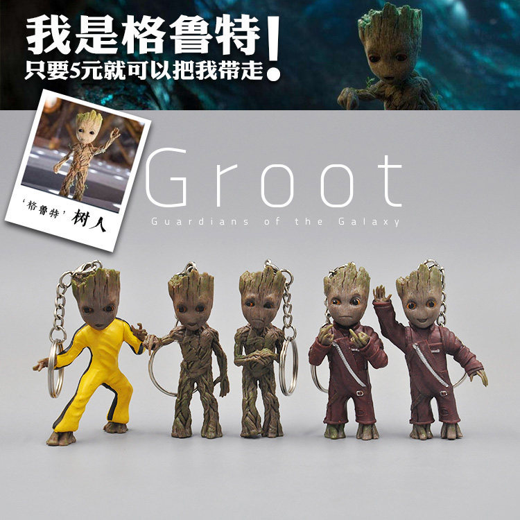 Galaxy Guard Cây Nhỏ Người Mặt Dây Chuyền groot Groot Bé Búp Bê Hình Đồ Trang Trí Dây Xích Treo Mô H