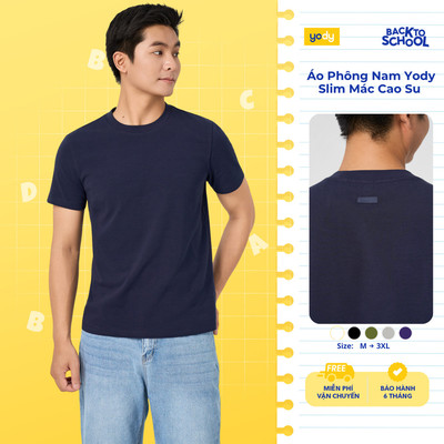 Áo Phông Nam Yody Cotton Form Slim Mác Cao Su Mềm mại, co giãn ôm dáng MCTS26S003