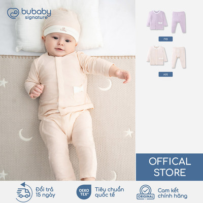 Bộ quần áo dài tay túi nơ Little Star BU Baby, bộ dài tay sơ sinh, bộ sơ sinh thời trang | SBB110201