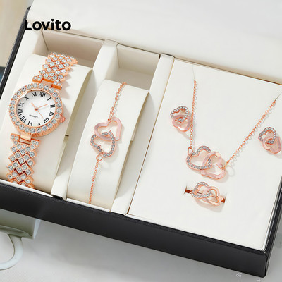 (New Arrival) Lovito  Đồng hồ thạch anh thanh lịch mặt đính đá flash QWFB123FX004