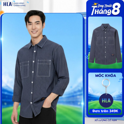 Áo Sơ Mi Nam Tay Dài HLA Dáng Rộng Kẻ Sọc – Vải Cotton Cao Cấp, Phù Hợp Phong Cách Layer Trẻ Trung