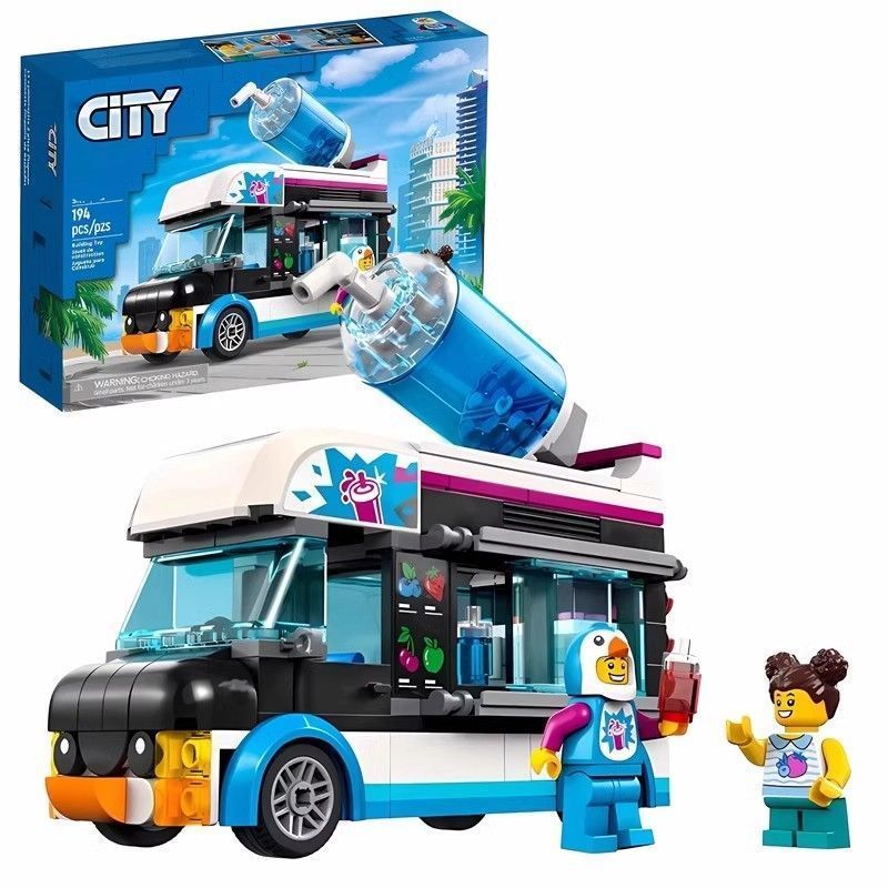 Tương thích với Lego Khối Xây Dựng City Series Penguin Man Smoothie Truck 60384 Đồ Chơi Lắp Ráp Giáo