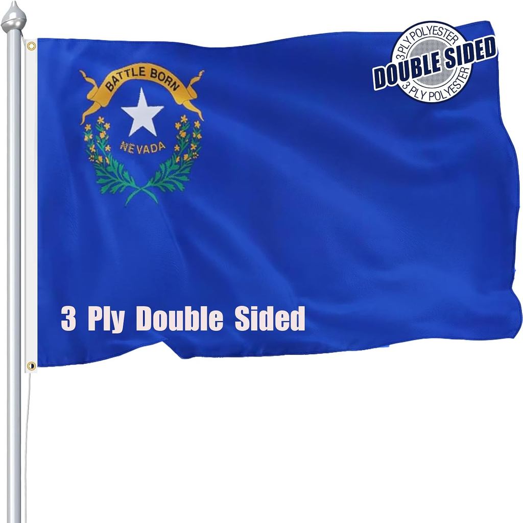 Cờ Nevada 3x5 FT chắc chắn dùng ngoài trời, chất liệu polyester 3 lớp siêu bền, cờ bang Nevada dùng 