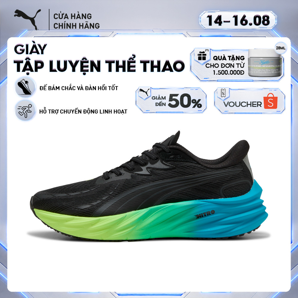 Giày Chạy Bộ PUMA Nam Velocity NITRO 4 Black-Speed Blue Màu Đen