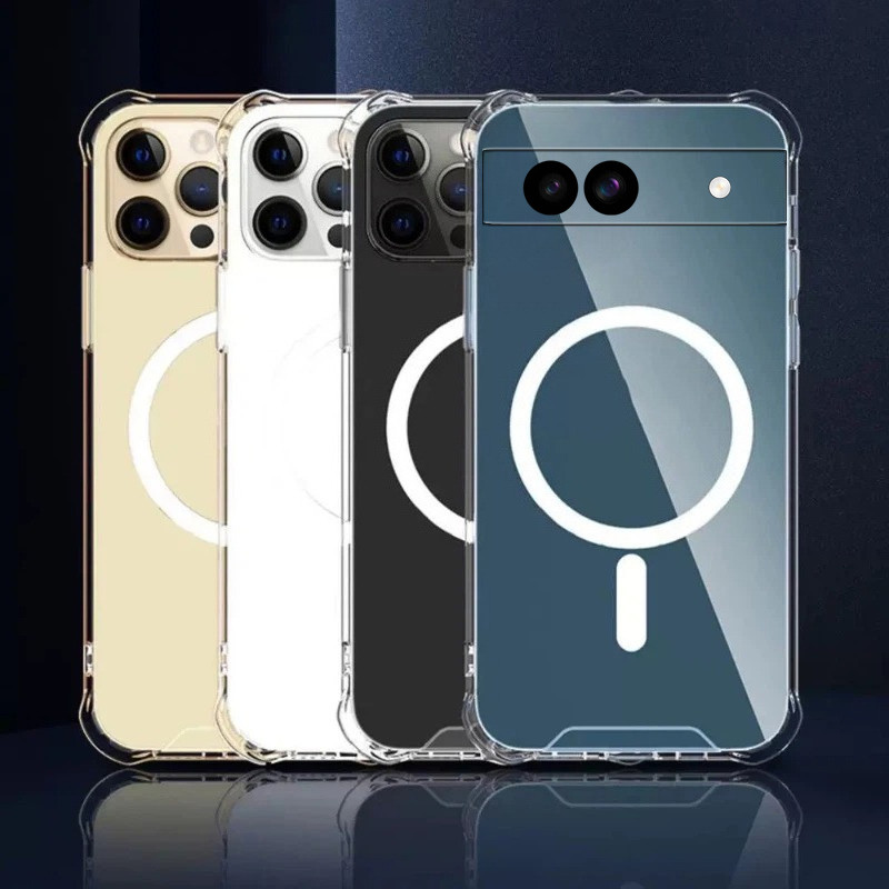 Ốp lưng Cho Google Pixel 8 Pro Ốp Lưng Đệm Không Khí Silicon Mềm Trong Suốt Chống Sốc Từ Tính Thu Hú