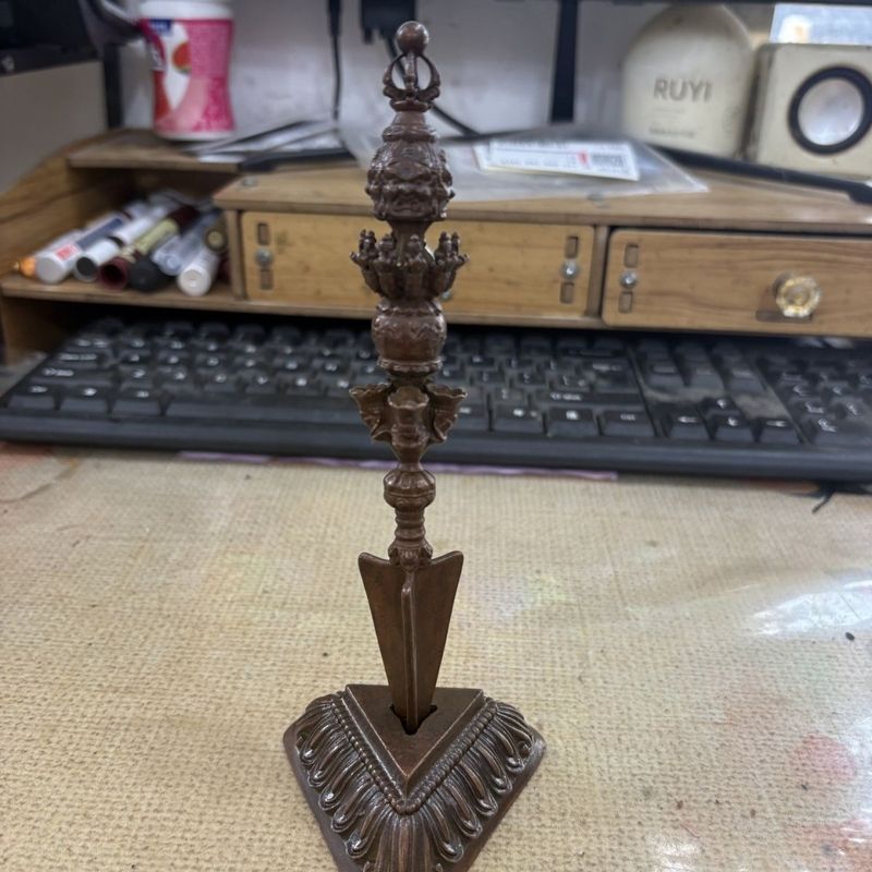 Tây Tạng Tantric Dharma Tool Filt Dấu vết Vajra Vajra Vajra Demon Pestle Mạ đồng Puba Pestle Bronze 