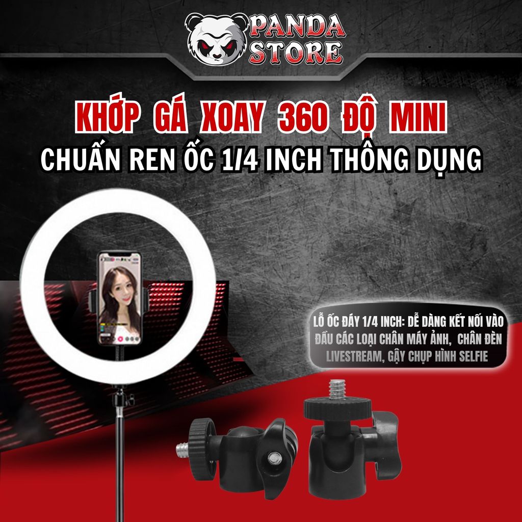 Đầu tripod xoay 360 độ, Khớp nối chân máy điện thoại ballhead tripod chân nhện đầu bi gắn đèn led li