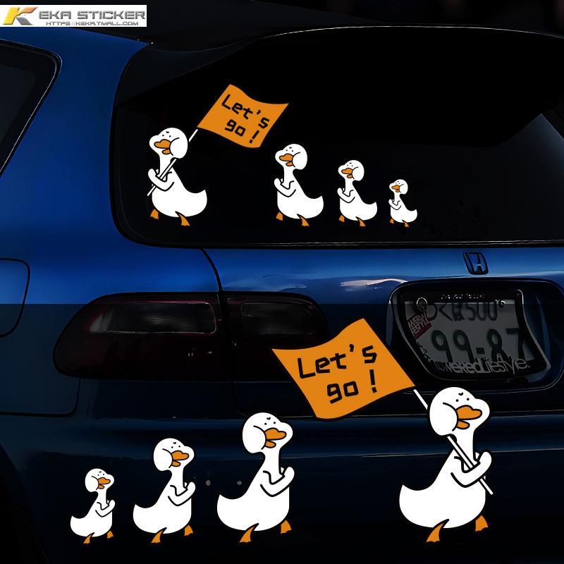 Vịt Dễ Thương Let 's go Duck Sáng Tạo Phim Hoạt Hình Xe Hơi Miếng Dán Độc Đáo Xe Điện Phía Sau Kính 