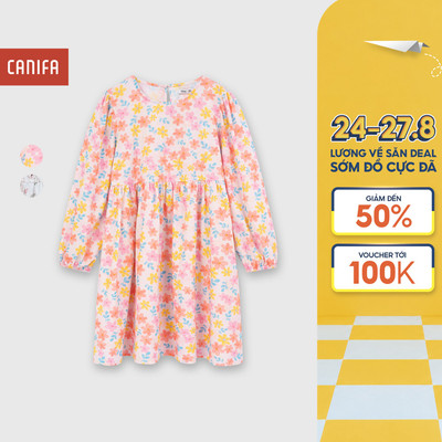 Váy liền bé gái CANIFA dài tay in họa tiết hoa nhí 1DS25W006
