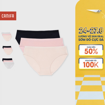 Combo 3 quần lót nữ CANIFA viền ren chất liệu modal co giãn mềm mát 6US26A004