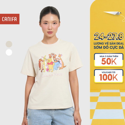 Áo phông nữ CANIFA cộc tay cổ tròn form vừa chất cotton US mềm mại thoáng mát 6TS26S002