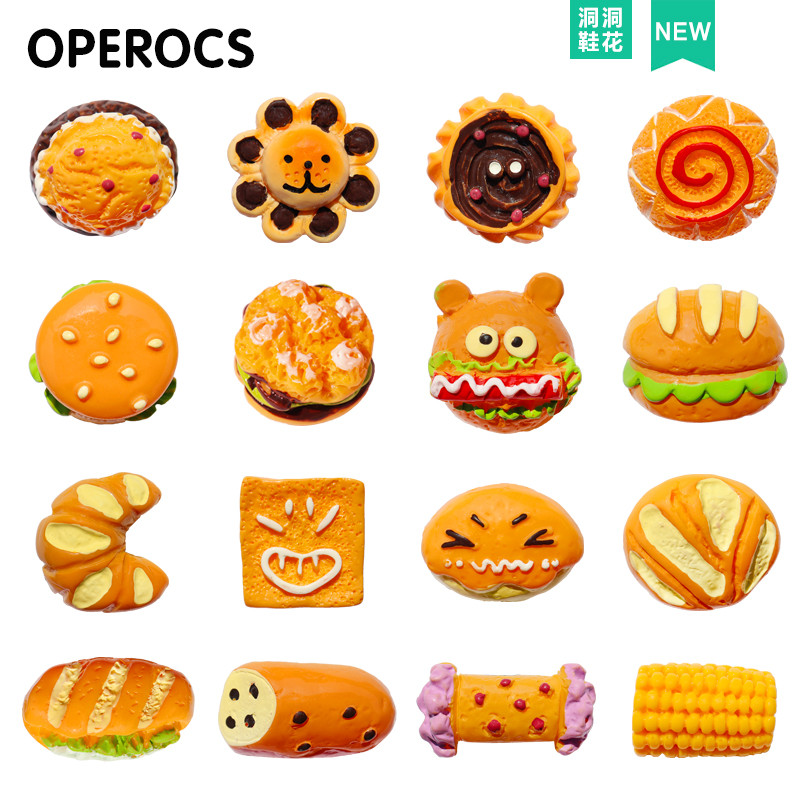 Burger Thích Ứng Với Crocs Crocs Phụ Kiện Giày Giày Huazhibixing Khóa Bánh Mì Tự Làm Phụ Kiện Trang 
