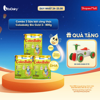[COMBO 3 LON] Sữa bột ColosBaby Bio Gold 2+ cho trẻ trên 2 tuổi - Hỗ trợ tiêu hoá, bổ sung dinh dượng - Lon 800g