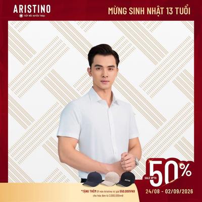 Áo sơ mi nam ngắn tay ARISTINO BUSINESS màu trắng lịch lãm, dáng suông nhẹ thoải mái - 1SS066AZ