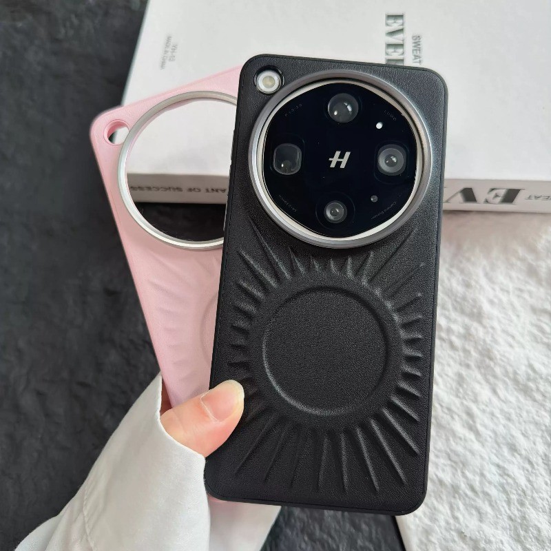 Ốp điện thoại từ tính bằng da PU màu trơn tối giản Starburst Sunflower cho Oppo Find X9 Ultra / X9s 