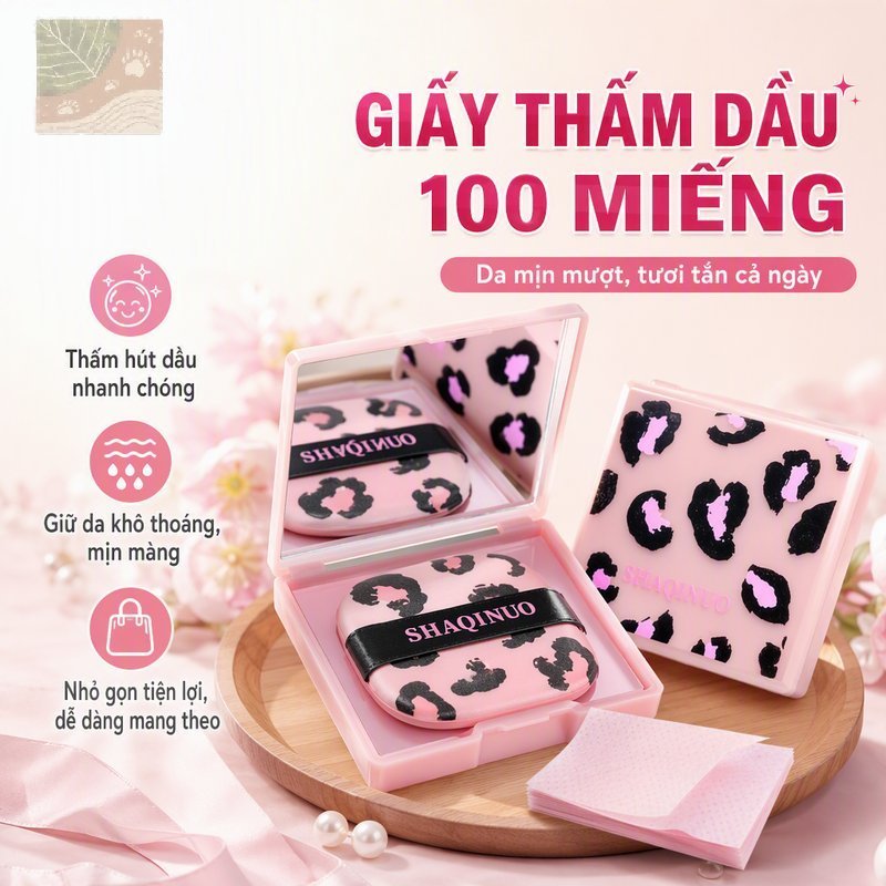 Bộ Giấy Nỉ Dầu Gương Di Động Kéo Ra Mềm Sợi Thực Vật Matte Touch 100 Tờ