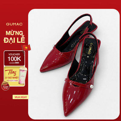 Giày Cao Gót Nữ GUMAC Bít Mũi Nhọn 6.5cm Quai Hậu Slingback Chất Da Lụa PU Thời Trang Đi Tiệc GG03018
