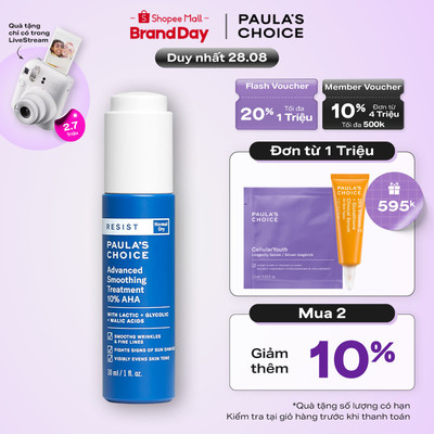 Lotion làm sáng mịn da giúp da căng bóng Paula's Choice Resist Advanced Smoothing Treatment 10% AHA 30ml 7651
