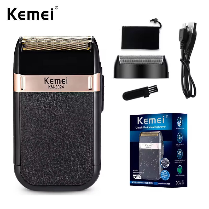 Kemei | Kemei KM-2024 Sạc USB Máy Cạo Râu Điện Dành Cho Nam Qua Lại Lưỡi Dao Cạo Râu Râu Tông Đơ Máy