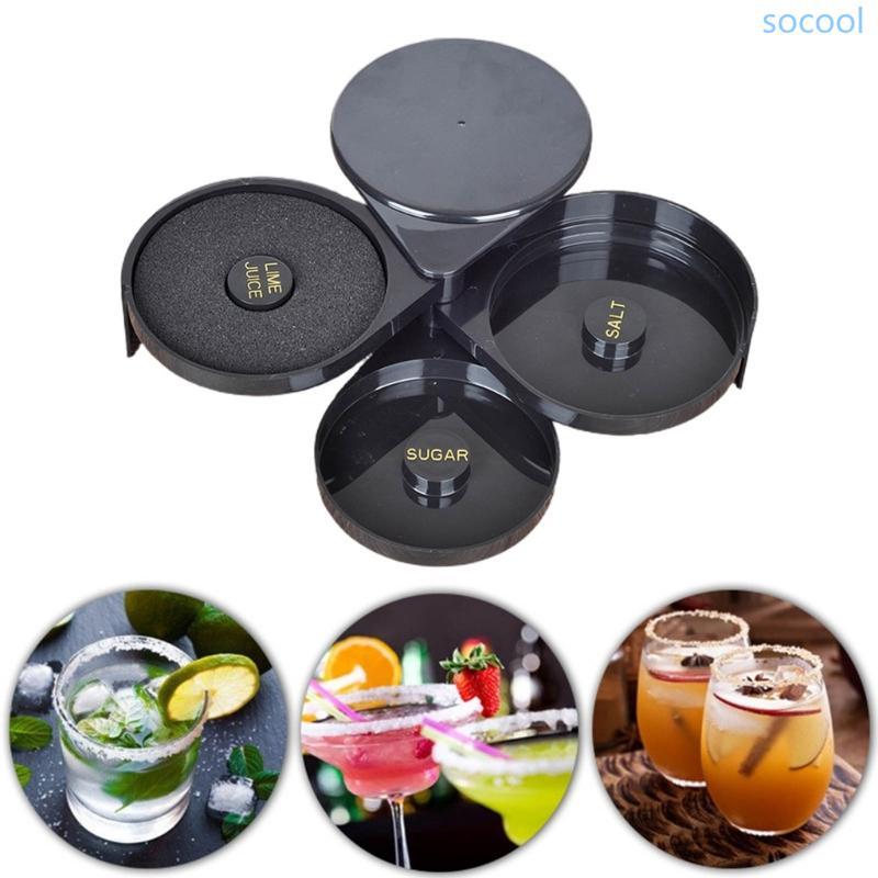 Soc * 3 lớp thủy tinh muối Rimmer Margarita-Cocktail Glass Sugar Rimmer Bartender-Tool