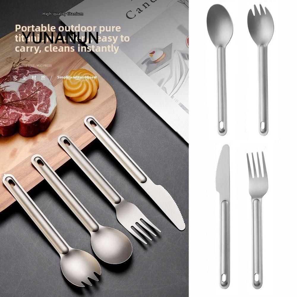 Nồi cắm trại ngoài trời YUNAUN, Muỗng titan titan nhẹ tay cầm dài, Môi trường EDC di động