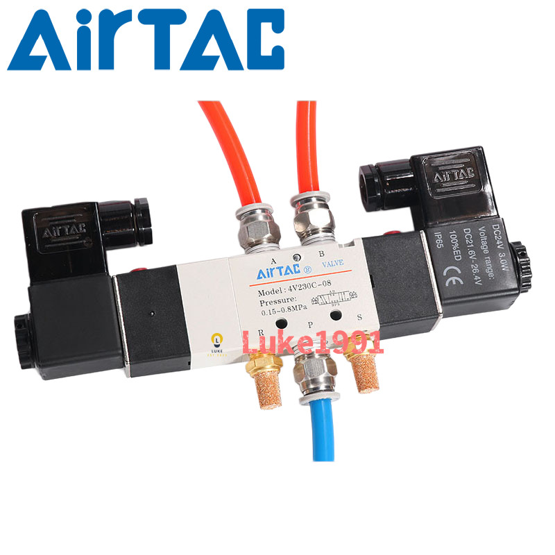 AIRTAC 4V220-08 Van điện từ năm chiều ba vị trí Điều khiển điện kép 4V230 / 130C / 330C / 430C-08-10