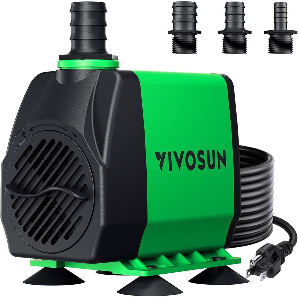 VIVOSUN 800GPH Submersible Pump(3000L/H, 24W), Ultra Quiet Water Fountain Pump with 10ft. High Lift 