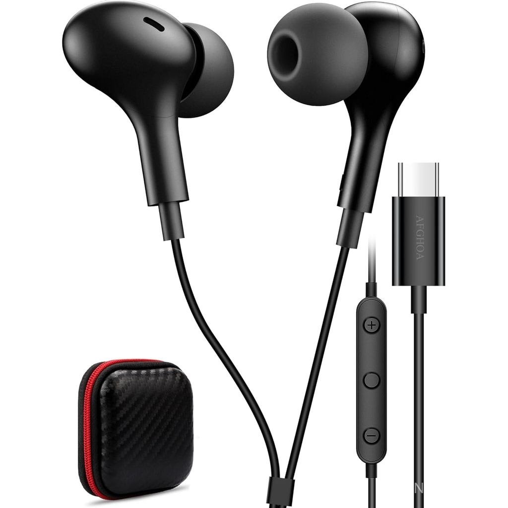 USB C Headphone for Samsung S26 S25 FE S24 A16 A17 Wired Earbuds Magnetic in-Ear Type C Earphone wit