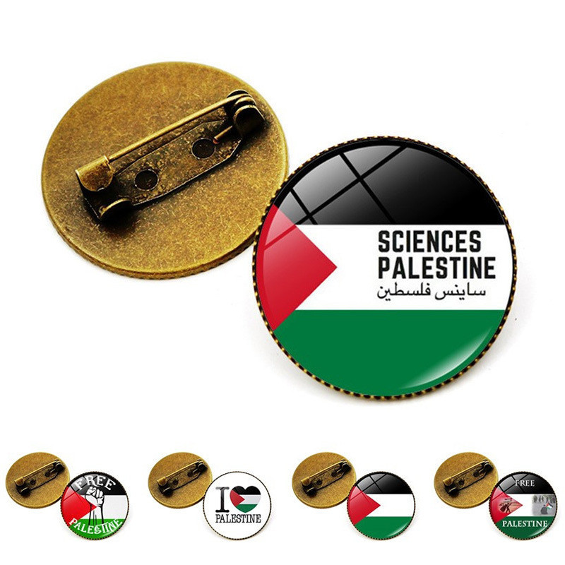 Palestine Cờ Thời Gian Đá Quý Trâm Huy Hiệu Retro Sáng Tạo Palestine Pin Huy Hiệu Quà Tặng