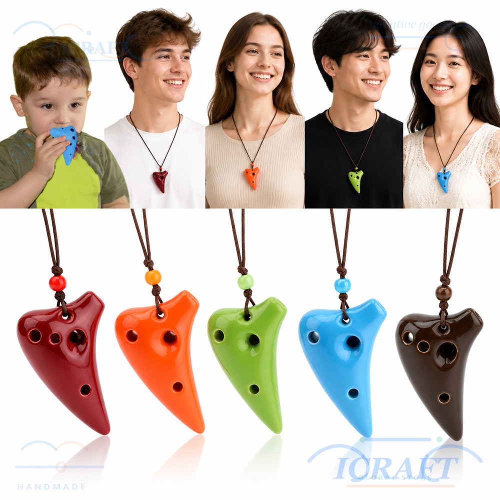 ICRAFT Gốm Ocarina, Dây treo Bao gồm Mặt dây chuyền Ocarina có thể chơi được, Vòng cổ Mini 6 lỗ Ocar